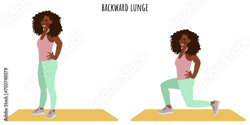 Young woman doing backward lunge exercise