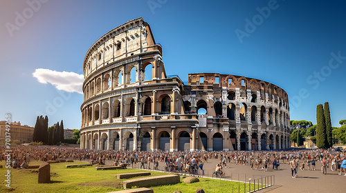 Fotografiet Eternal City Glow: Colosseum in the Summer Sunlight