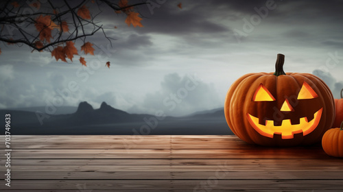 halloween pumpkin on a graveyard,Spooky Halloween.HD Picture Background and Wallpaper.AI Generative 