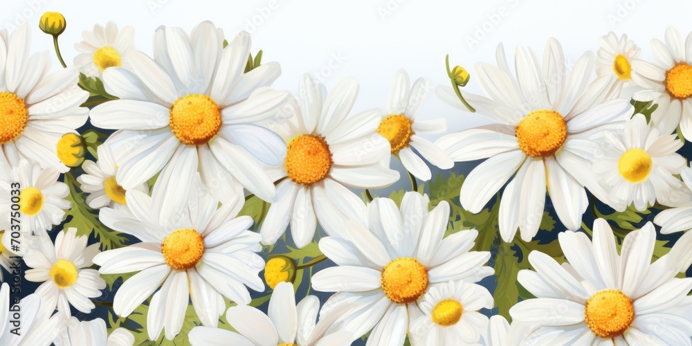 Top view to flowered and blossomed daisy flower as background banner Top view to flowered and blossomed daisy flower as background banner