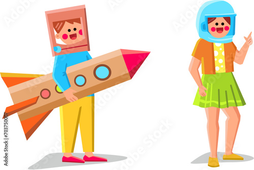 kid kids astronomy vector. astronaut science, star child, rocket sky kid kids astronomy character. people flat cartoon illustration