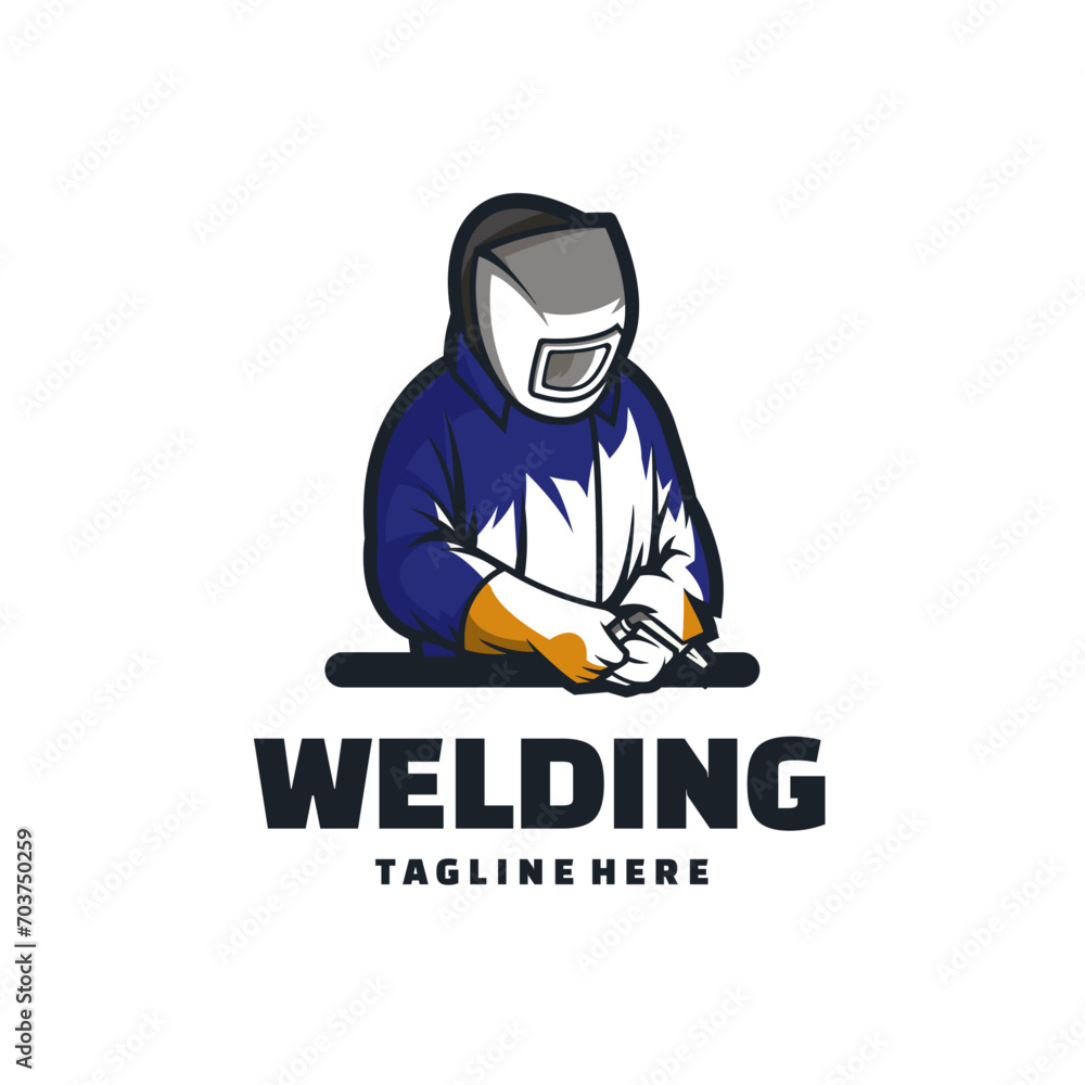Illustration Vector Welding Mascot Cartoon Logo Style.