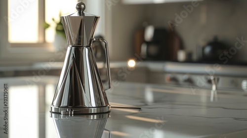 Fotografia A Stainless Steel Sleek and Modern Pull Over Coffee Maker