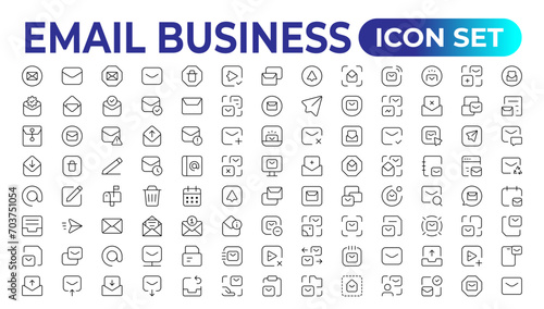 Email icons Pixel perfect. Send, message, internet Set of thin line web icon set, simple outline icons collection, Pixel Perfect icons, Simple vector illustration.