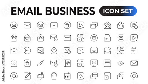 Email icons Pixel perfect. Send, message, internet Set of thin line web icon set, simple outline icons collection, Pixel Perfect icons, Simple vector illustration. © artnazu