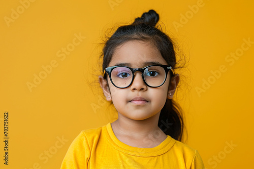 Little Indian fashion kid portrait isolated on color background