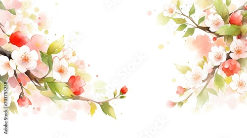 decoration Spring flower Watercolor cherry background © MstAsma