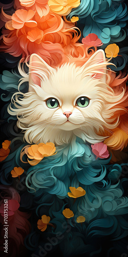 Enchanted Whiskers: A Floral Feline Fantasy