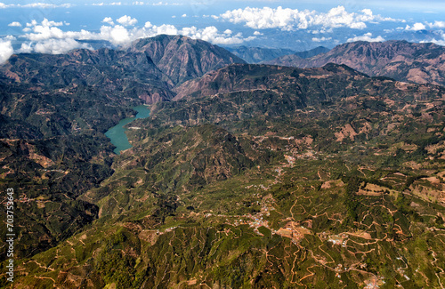 San José province, Costa Rica, Central America - Hydro Dam on Pirris River, hills of El Pito Mountains, San Carlos district of Tarrazu Canton