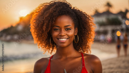 woman in the beach smiling