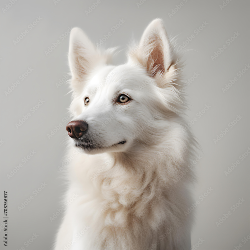 A White Dog with Striking Eyes