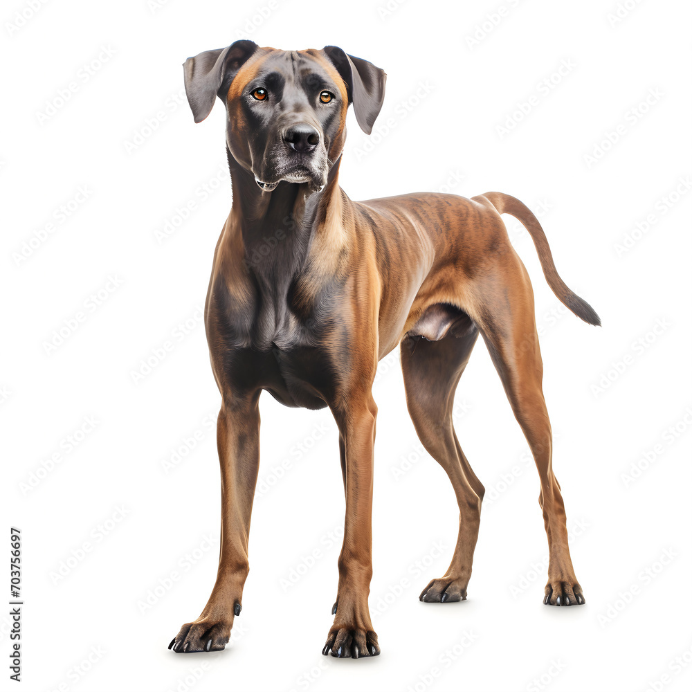 A Powerful Rhodesian Ridgeback Dog on a White Background A Powerful Rhodesian Ridgeback Dog on a White Background