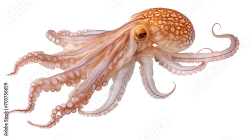 squid (ocean marine animal) isolated on transparent background cutout  photo