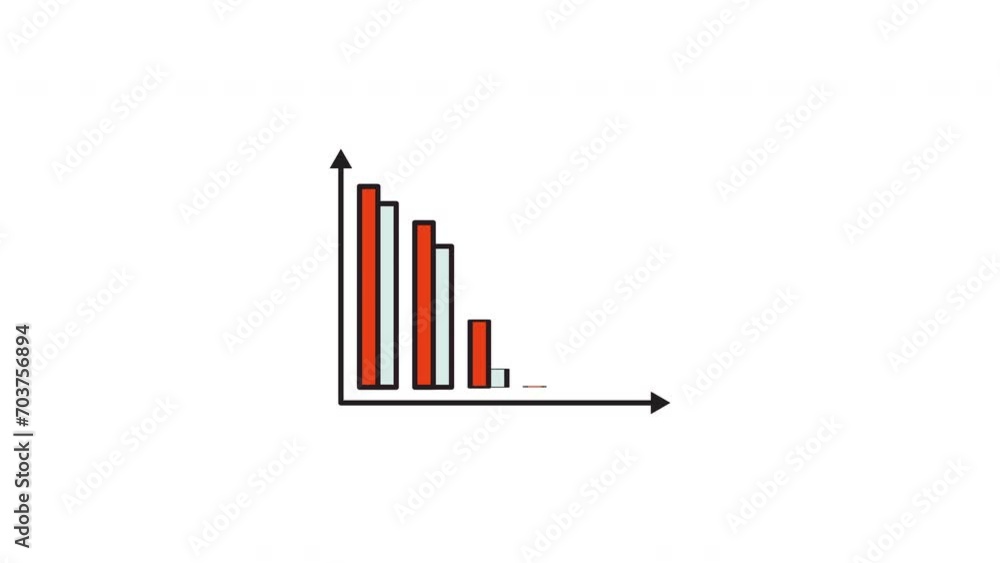 decreasing animated red graphic bar chart with a white background. Grow graph business concept. Chart animation for business presentations decreasing animated red graphic bar chart with a white background. Grow graph business concept. Chart animation for business presentations