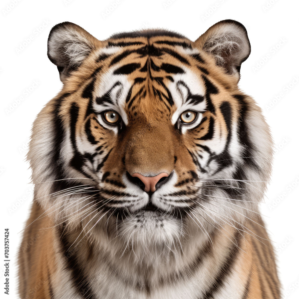 Fototapeta premium tiger face shot isolated on transparent background cutout