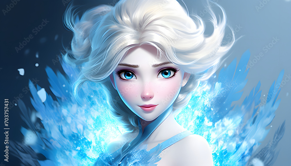 Potrait of a beautiful frozen girl