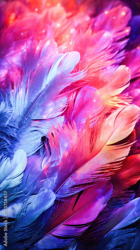abstract colorful feathers and sequins with blurred background abstract colorful feathers and sequins with blurred background