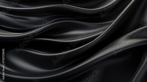 Black silk satin fabric abstract background