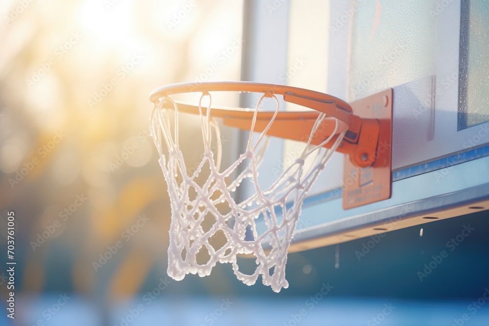 basketball hoop rim frosted over