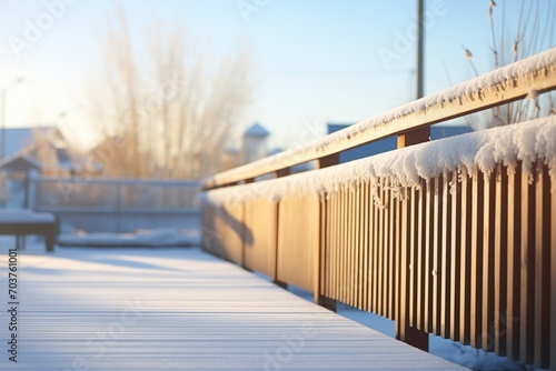 glistening hoarfrost on dock railings