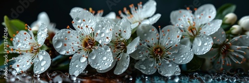 White Flowers Dew Drops On Petals, Banner Image For Website, Background, Desktop Wallpaper