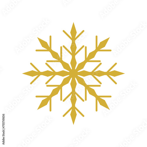Simple golden snowflake – Minimalist decorative snowflake on a transparent background