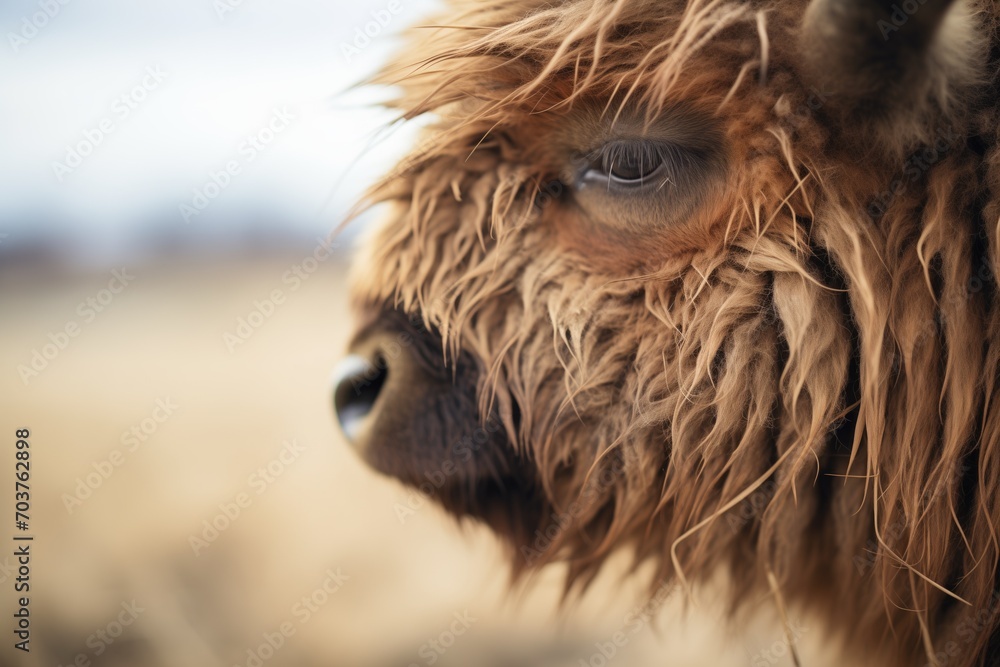 Fototapeta premium close-up of bison fur with prairie backdrop