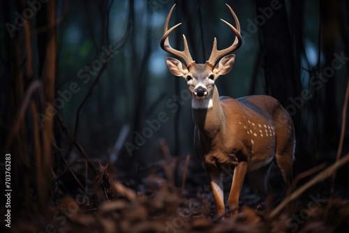 moonlit bushbuck during a night-time forage photo