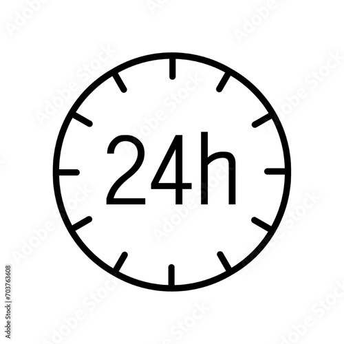 24 hours icon 24 hours time clock icon isolated on white and transparent background. watch hour deadline long lasting time vector illustration