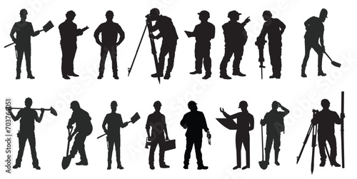 Construction Workers Silhouette vector photo