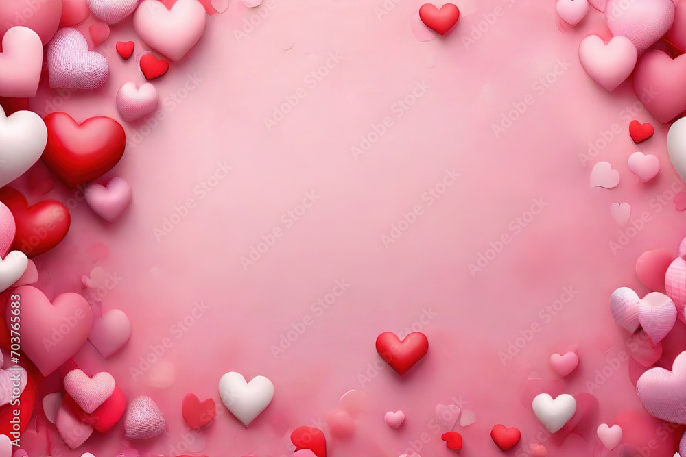 Background banner for Valentine's Day - abstract background with pink and red hearts, a place for text, the concept of love