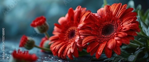 Two Red Gerbera Flowers March Happy, HD, Background Wallpaper, Desktop Wallpaper