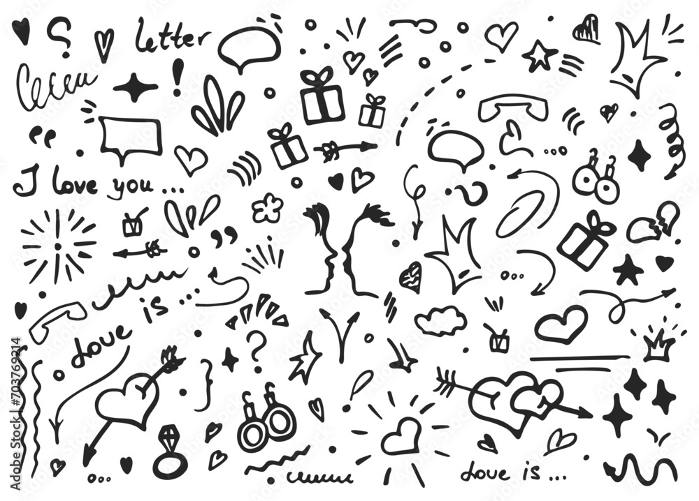 set of different love doodle illustration set of different love doodle illustration