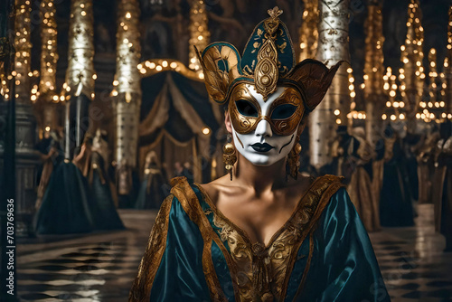 woman in mask and costume, Venetian carnival © Visualmind