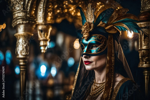 woman in mask and costume, Venetian carnival © Visualmind