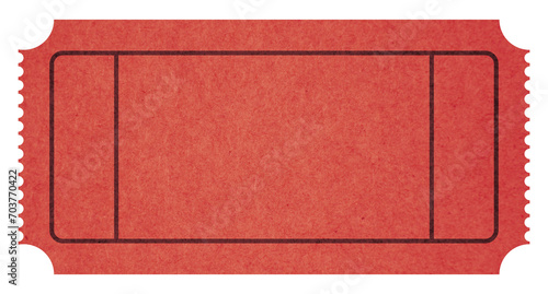 Blank vintage red paper ticket isolated on transparent background. photo