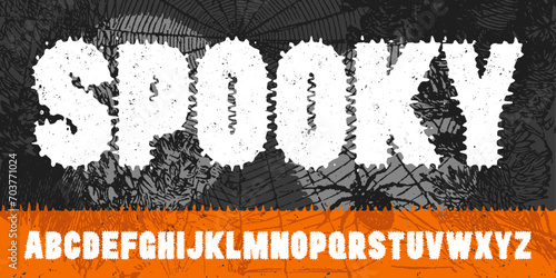 Halloween Spooky Slime Font with Letterpress Texture
