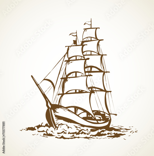 Sailing vessel. Vector drawing photo