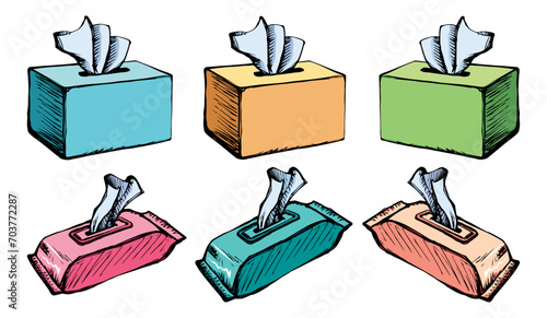 Packing napkins. Vector drawing