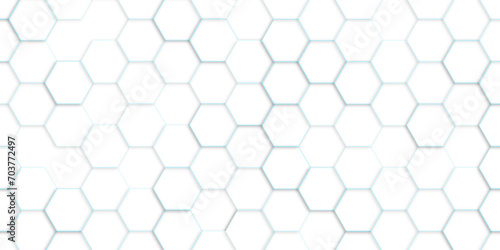 Background with white and blue hexagonal lines, Abstract 3d hexagonal background with shadow. Abstract hexagonal concept technology, banner and wallpaper background.