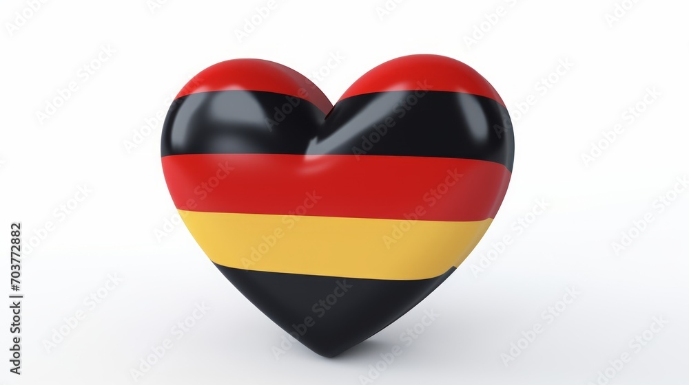 Generative AI Heart in the form of a German flag on a white background. Generative AI Heart in the form of a German flag on a white background.