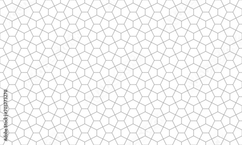 Grey outline pentagon shaped seamless pattern. Vector Repeating Texture.