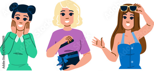 girl surprise woman vector. young female, happy person, wow yellow girl surprise woman character. people flat cartoon illustration