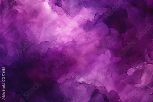 Watercolor background with streaks, bright pink spots, gaps, light. Violet-pink backdrop reminiscent of thunderstorms and clouds