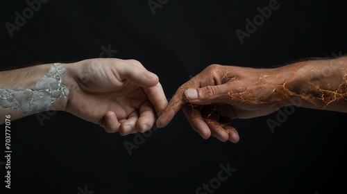 Diverse Hands in Unity: The Creation of Adam, A Global Concept of Human Connection and Collaboration Captured in Touching Images of Multicultural Friendship and Support Worldwide