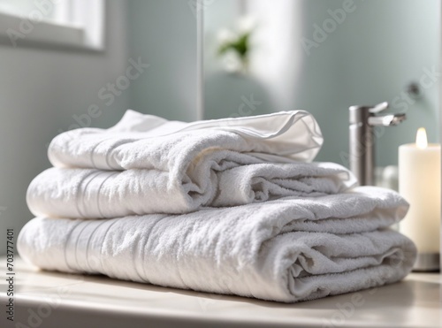 towels in a bathroom © Mihail Vertoletskyi