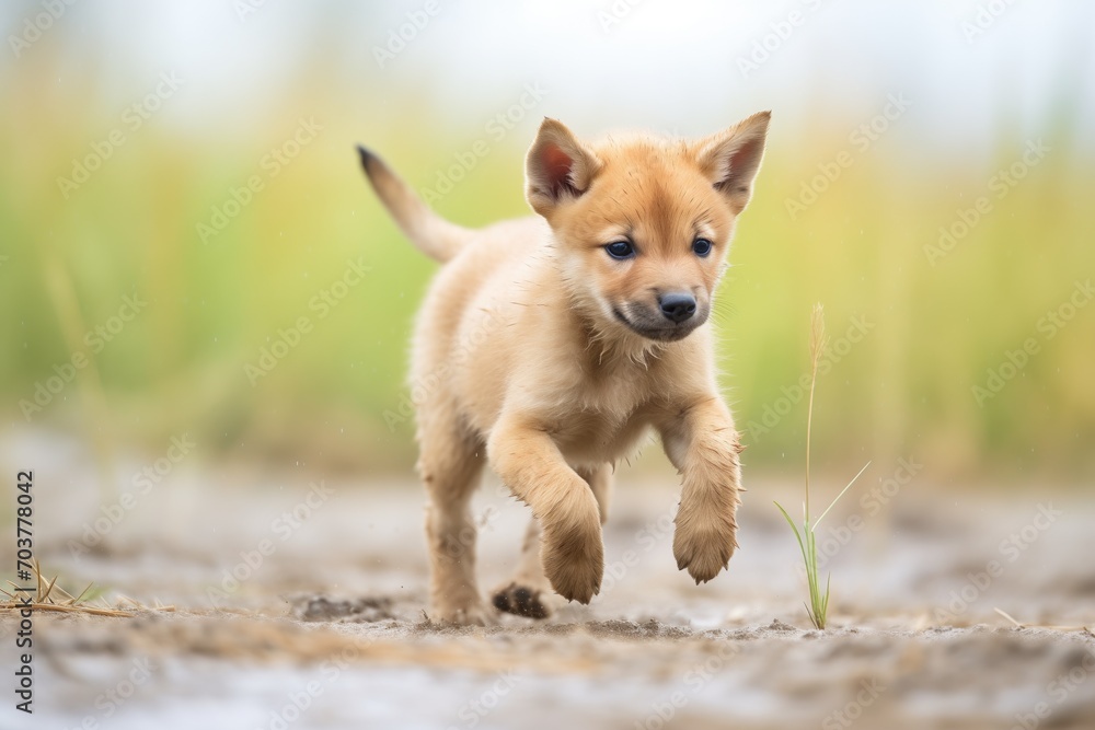 energetic dingo pup practicing hunting skills energetic dingo pup practicing hunting skills