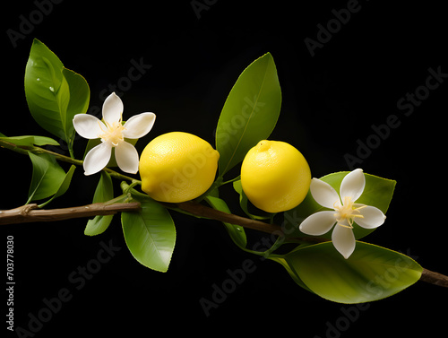 lemon flower in studio background, single lemon flower, Beautiful flower images