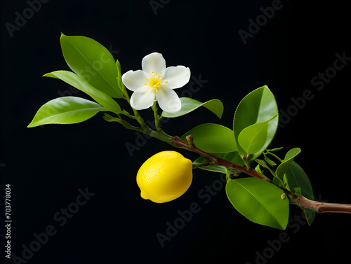 lemon flower in studio background, single lemon flower, Beautiful flower images