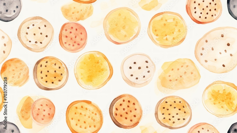 Generative AI Simple aquarelle cookies pattern Generative AI Simple aquarelle cookies pattern